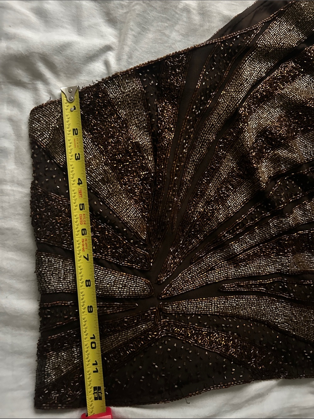 Insane Vintage Caché Beaded One ShoulderTop in Bronze. Shell 100% Pure Silk - Picture 11 of 11